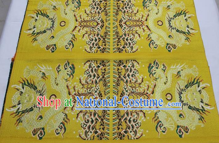 China Ancient Costume Silk Fabrics Traditional Drapery Classical Large Dragon Pattern Yellow Brocade Fabric