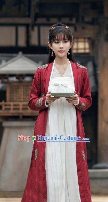 Chinese Young Beauty Clothing Wuxia TV Series Sword Snow Stride Hong Shu Garments Ancient Servant Girl Replica Costumes