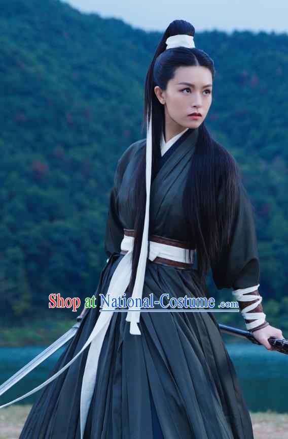 Chinese Ancient Female Swordsman Costumes Wuxia Heroine Clothing TV Series Sword Snow Stride Replica Garments