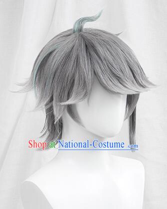 Top Cosplay Grey Wig Handmade Short Wig Men Head Gear