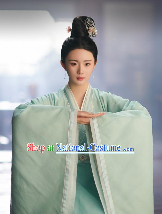 Chinese Wuxia TV Series Palace Lady Clothing Ancient Royal Princess Green Dress Garments Qie Shi Tian Xia Bai Replica Costume