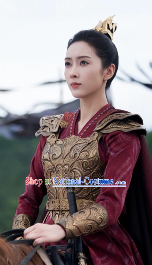 Chinese Ancient Female General Armor Clothing Wuxia TV Series Qie Shi Tian Xia Feng Qi Wu Dresses Woman Warrior Swordsman Garment Costumes