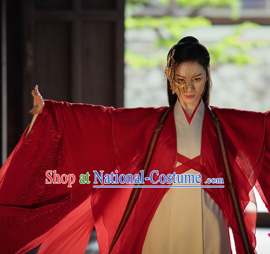 Chinese Xian Xia TV Series Fairy Red Dresses The Blue Whisper Princess Shunde Garment Costumes Ancient Female Swordsman Clothing