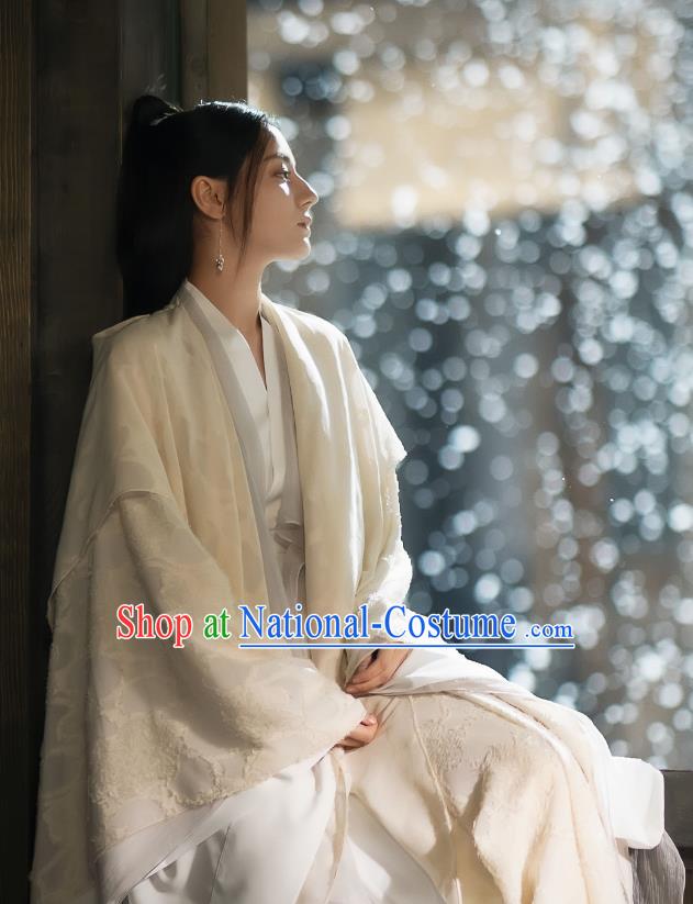 Chinese Xian Xia TV Series Fairy Dress Apparel The Blue Whisper Ji Yun He Garment Costumes Ancient Swordswoman White Clothing