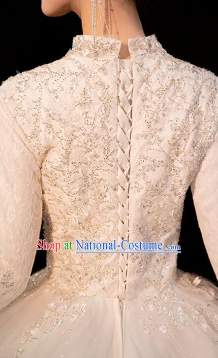 Bride Wedding Dress Top Winter Long Sleeve Dress Court Style Wedding Costume