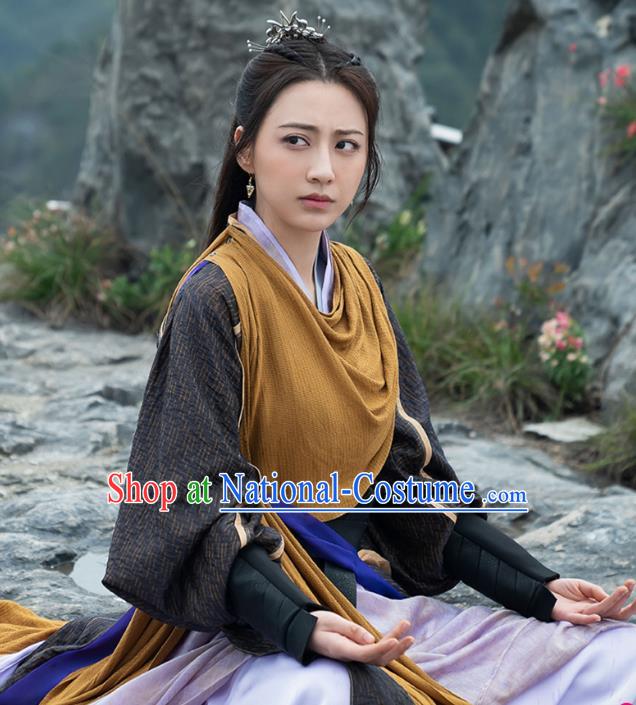 Chinese TV Series The Blue Whisper Xue San Yue Garment Costumes Ancient Swordswoman Clothing Xian Xia Female General Apparel