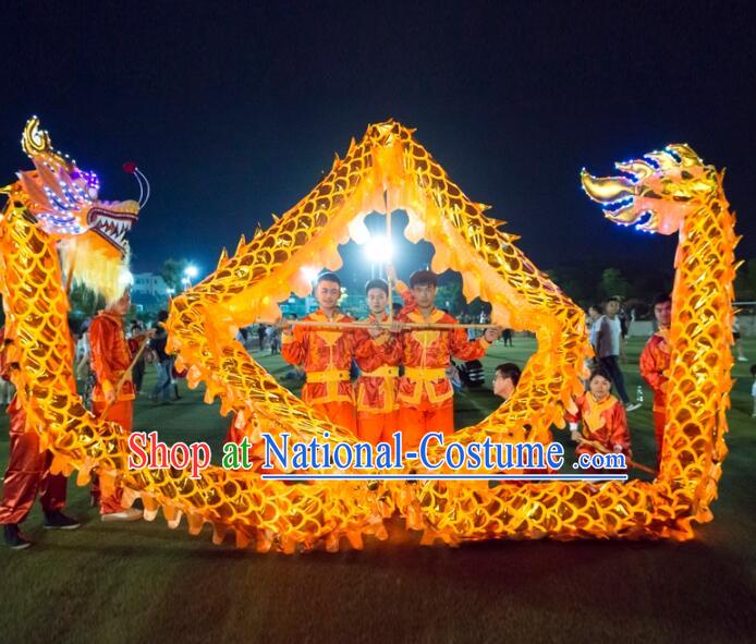 Chinese Traditional Dragon Dance Costumes Professional Lantern Festival Celebration LED Lights Parade Dragon Complete Set