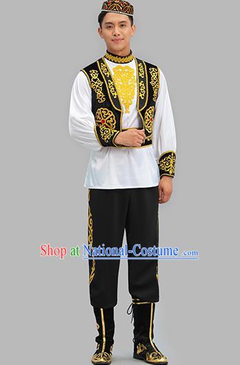 Chinese Xinjiang Dance Outfit Uyghur Nationality Male Dance Costume Group Dance Clothing