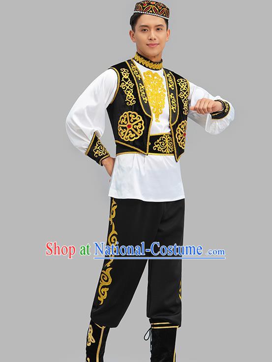 Chinese Xinjiang Dance Outfit Uyghur Nationality Male Dance Costume Group Dance Clothing