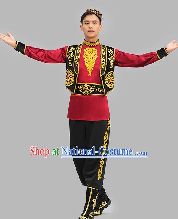 Chinese Ethnic Male Group Dance Clothing Xinjiang Dance Outfit Uyghur Nationality Dance Costume