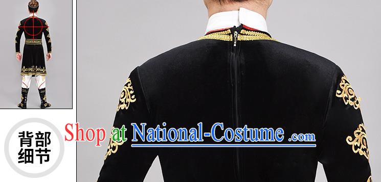 Chinese Ethnic Male Group Dance Clothing Xinjiang Dance Black Outfit Uyghur Nationality Dance Costume