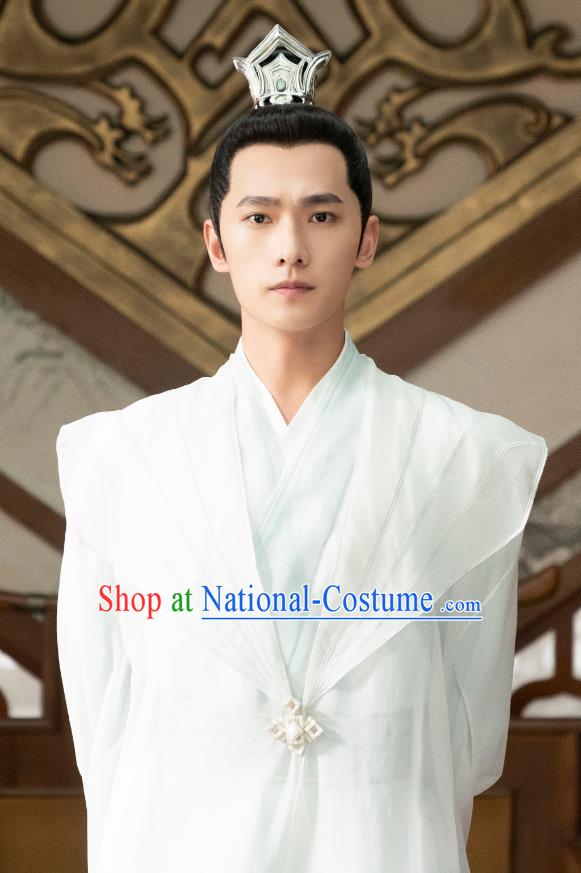 Chinese Ancient Young King White Clothing Wuxia TV Series Qie Shi Tian Xia Prince Feng Lan Xi Garment Costumes