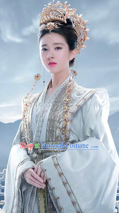 Chinese Noble Queen Garment Costumes Ancient Empress Clothing Wuxia TV Series Qie Shi Tian Xia Monarchess Feng Xi Yun Dresses