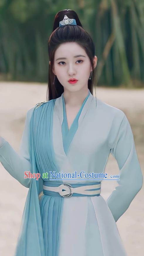 Chinese Wuxia TV Series Qie Shi Tian Xia Bai Feng Xi Dresses Young Swordswoman Garment Costumes Ancient Chivalrous Lady Clothing