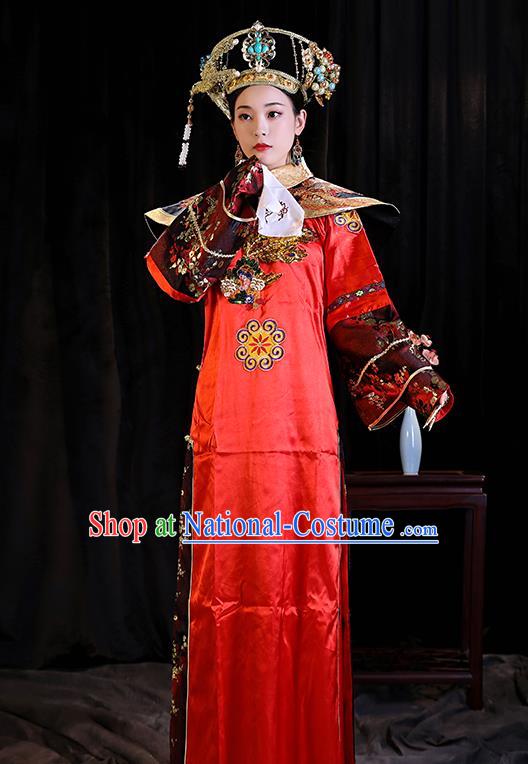 Chinese Qing Dynasty Queen Garment Costumes Ancient Imperial Consort Clothing TV Series Empresses in the Palace Empress Red Dress