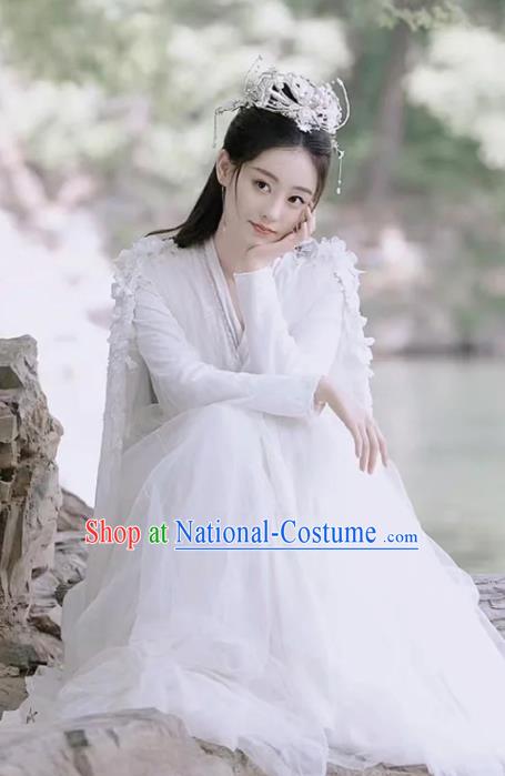 Chinese TV Series Fairy Garment Costume Ancient Princess Clothing Traditional Goddess White Hanfu Dress