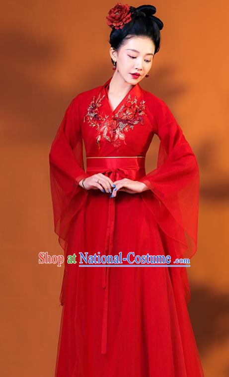 Chinese Classical Dance Red Dress TV Series Fairy Garment Costume Ancient Princess Clothing