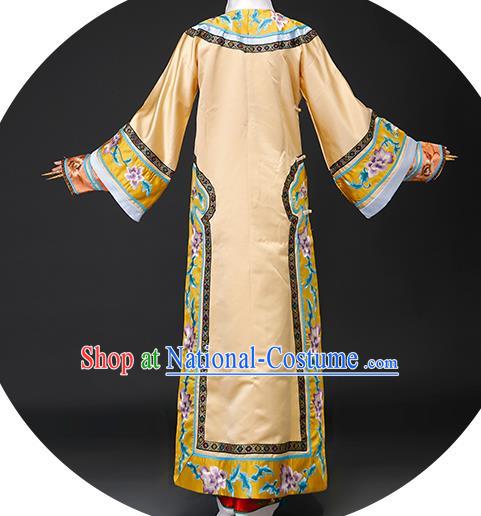 Chinese Ancient Imperial Consort Clothing Qing Dynasty Court Garment Costumes Empress Light Golden Dress