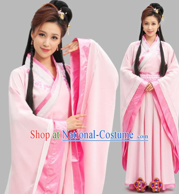 Chinese Ancient Goddess Clothing Han Dynasty Princess Garment Costumes Traditional Pink Hanfu Dress