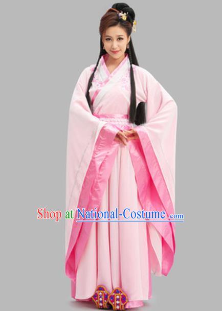 Chinese Ancient Goddess Clothing Han Dynasty Princess Garment Costumes Traditional Pink Hanfu Dress