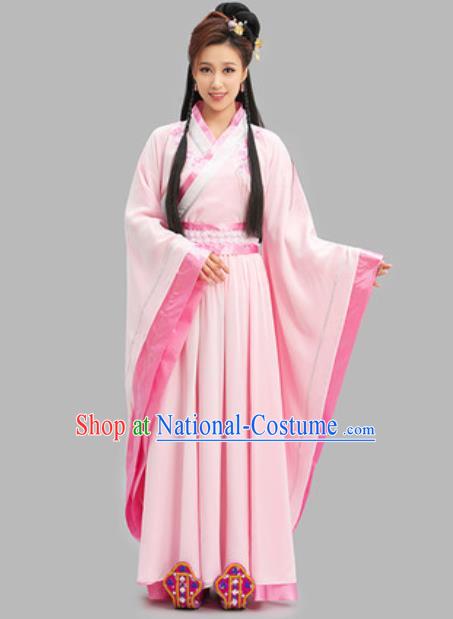 Chinese Ancient Goddess Clothing Han Dynasty Princess Garment Costumes Traditional Pink Hanfu Dress