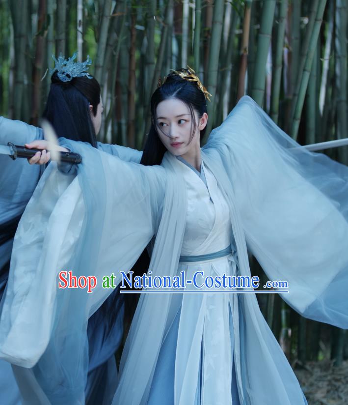 Chinese Xian Xia TV Series Love Between Fairy and Devil Xie Wan Qing Garment Costumes Ancient Swordswoman Dresses