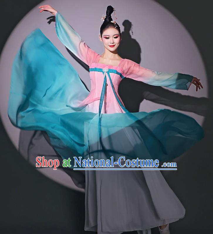 Chinese Classical Dance Garment Fan Dance Pink Dress Dancing Competition Clothing