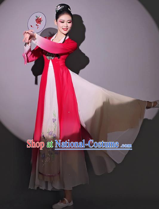 Chinese Dancing Competition Clothing Classical Dance Garment Fan Dance Red Dress