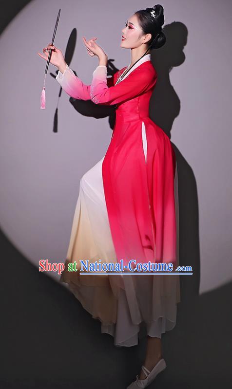 Chinese Dancing Competition Clothing Classical Dance Garment Fan Dance Red Dress