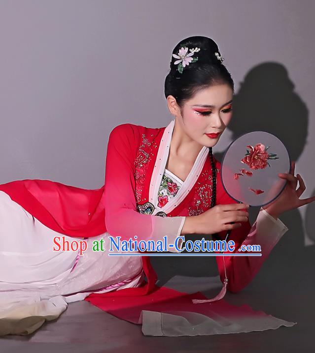 Chinese Dancing Competition Clothing Classical Dance Garment Fan Dance Red Dress