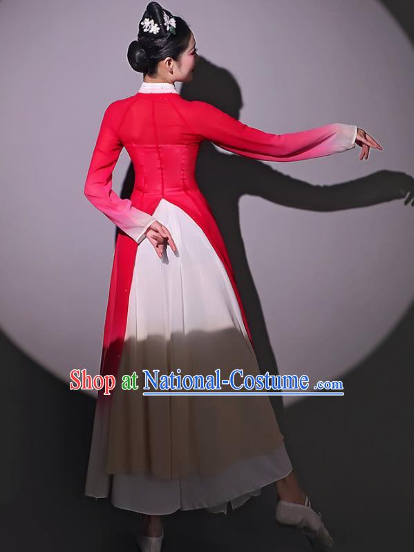 Chinese Dancing Competition Clothing Classical Dance Garment Fan Dance Red Dress