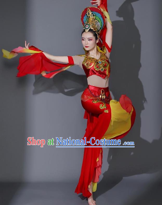 Chinese Flying Fairy Dance Red Outfit Women Group Dance Clothing Classical Dance Garment Beauty Dance Costumes