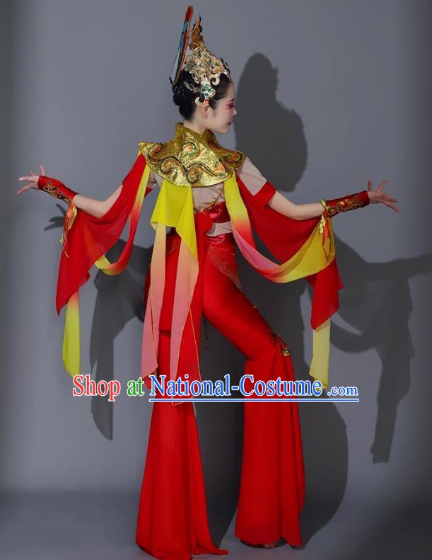 Chinese Flying Fairy Dance Red Outfit Women Group Dance Clothing Classical Dance Garment Beauty Dance Costumes