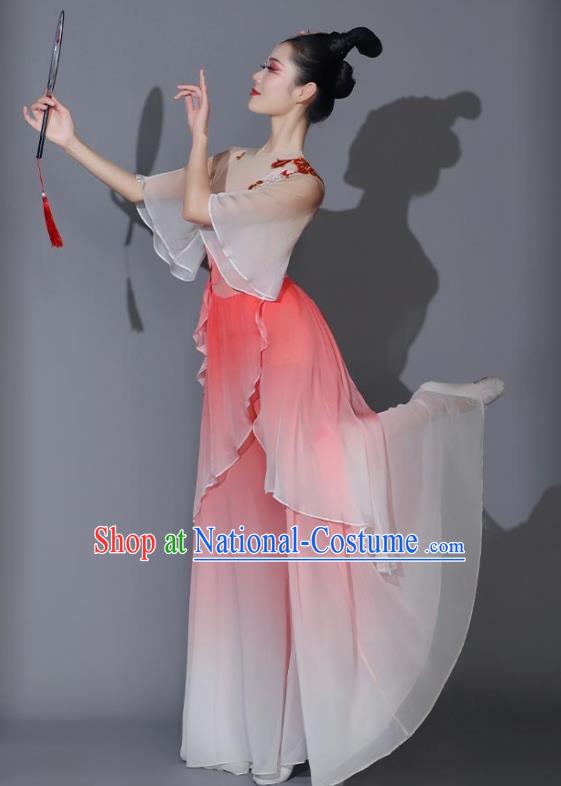 Chinese Beauty Dance Costumes Fan Dance Pink Outfit Women Group Dance Clothing Classical Dance Garment