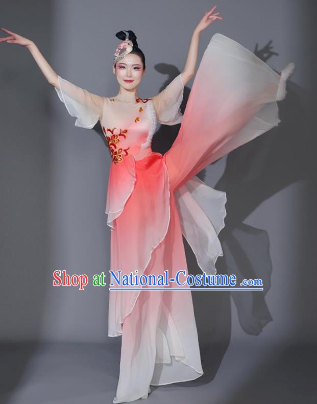 Chinese Beauty Dance Costumes Fan Dance Pink Outfit Women Group Dance Clothing Classical Dance Garment