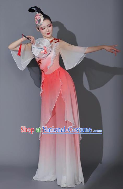 Chinese Beauty Dance Costumes Fan Dance Pink Outfit Women Group Dance Clothing Classical Dance Garment