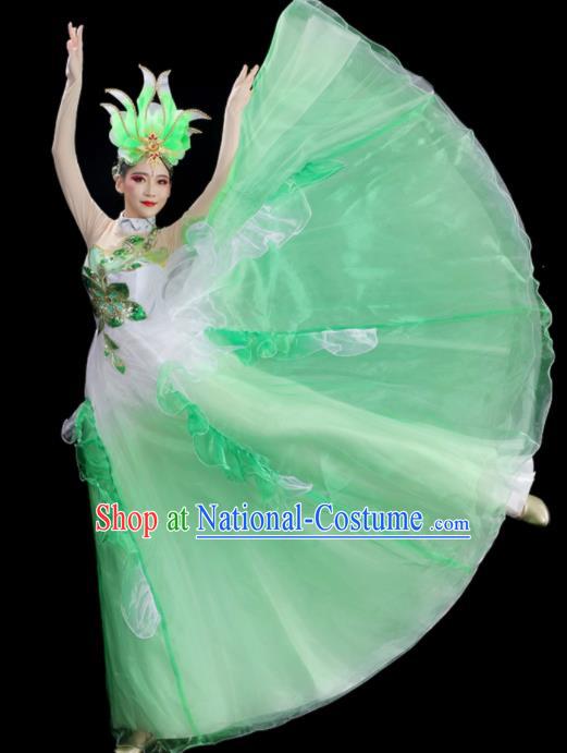 Chinese Modern Dance Clothing Stage Performance Costume Opening Dance Green Dress Women Group Dance Outfit