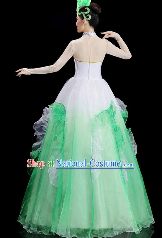 Chinese Modern Dance Clothing Stage Performance Costume Opening Dance Green Dress Women Group Dance Outfit