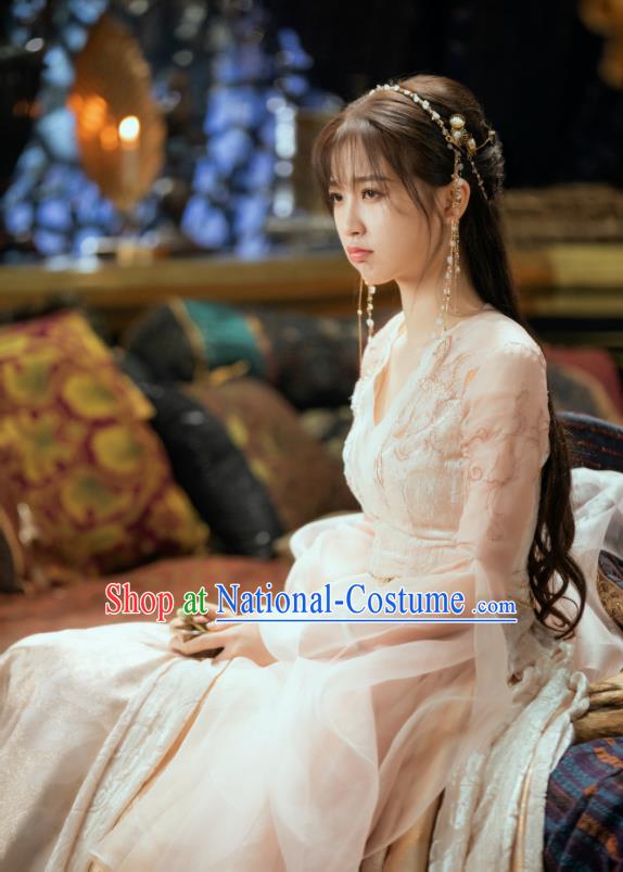 Chinese Ancient Goddess Pink Clothing Love Between Fairy and Devil Xiao Lan Hua Garment Costumes Fairy Dress