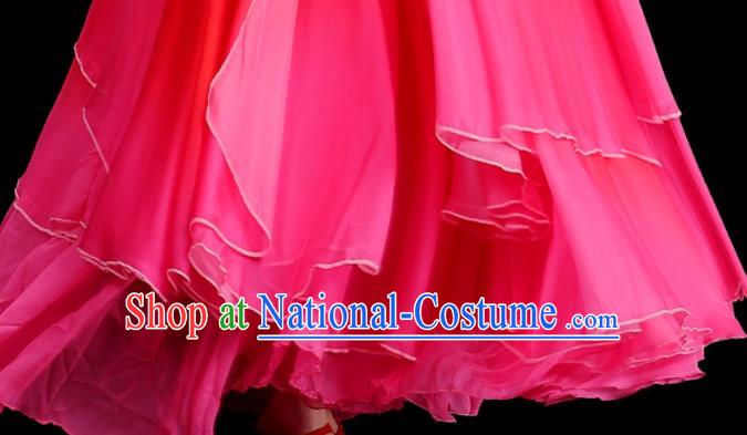 Chinese Opening Dance Magenta Dress Women Group Dance Garment Modern Dance Clothing Stage Performance Costume