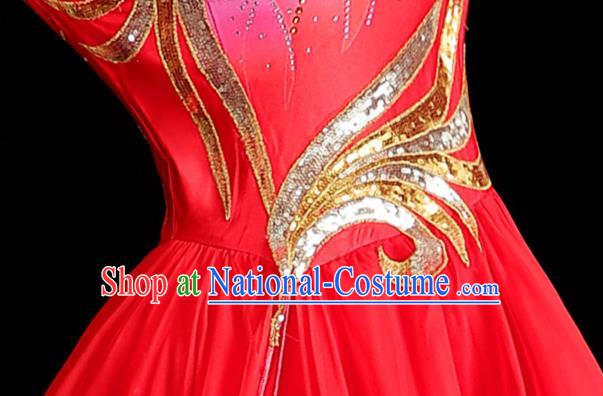 Chinese Opening Dance Magenta Dress Women Group Dance Garment Modern Dance Clothing Stage Performance Costume