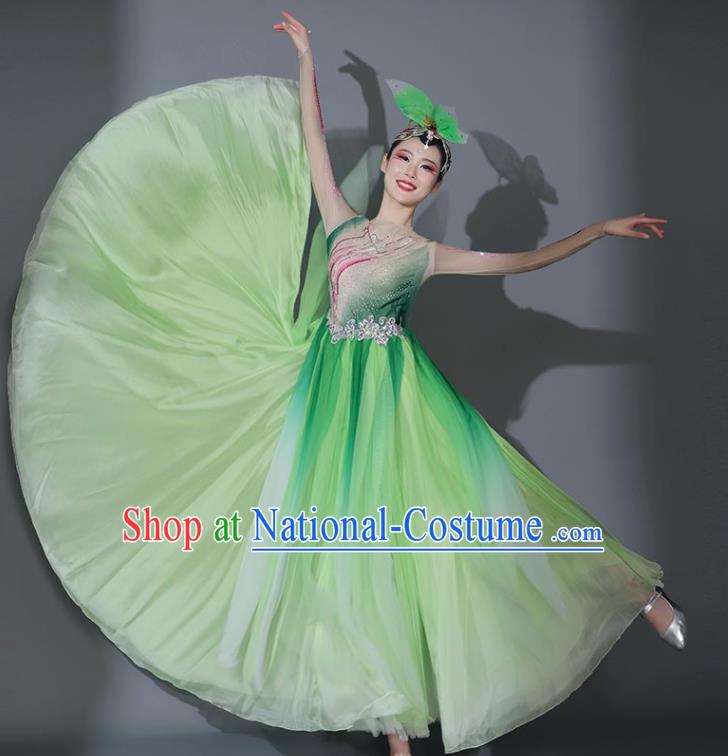 Chinese Classical Dance Clothing Stage Performance Costume Modern Dance Garment Opening Dance Green Veil Dress