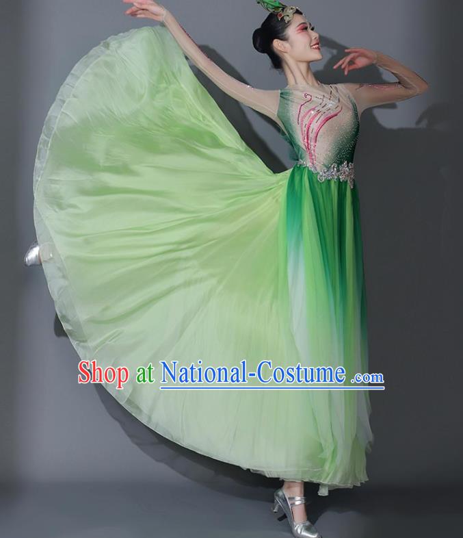 Chinese Classical Dance Clothing Stage Performance Costume Modern Dance Garment Opening Dance Green Veil Dress