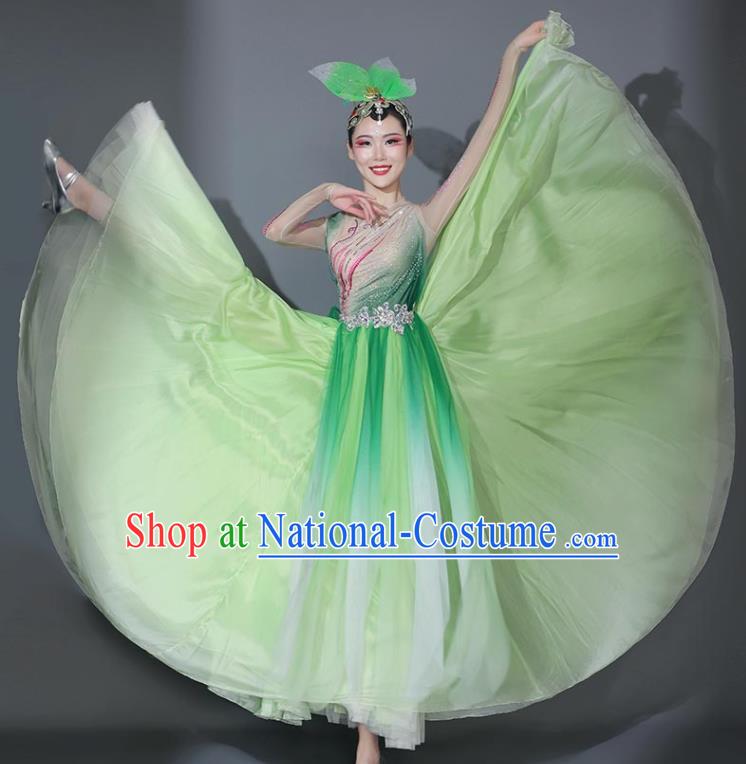 Chinese Classical Dance Clothing Stage Performance Costume Modern Dance Garment Opening Dance Green Veil Dress