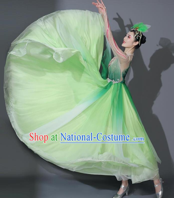 Chinese Classical Dance Clothing Stage Performance Costume Modern Dance Garment Opening Dance Green Veil Dress