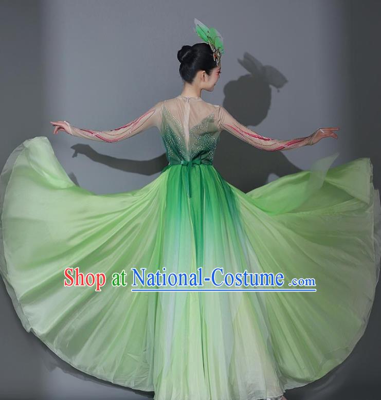 Chinese Classical Dance Clothing Stage Performance Costume Modern Dance Garment Opening Dance Green Veil Dress