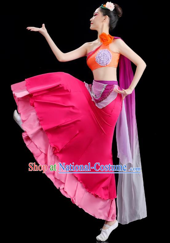 Chinese Stage Performance Fashion Classical Dance Clothing Woman Solo Dance Pink Dress Peacock Dance Costume