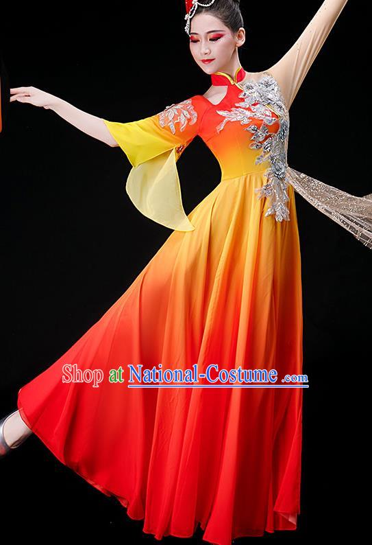 Top Women Group Dance Costume Stage Performance Fashion Opening Dance Clothing Modern Dance Red Dress