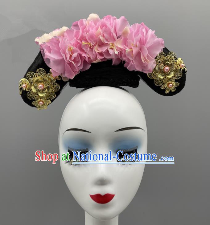 Chinese Classical Dance Hair Jewelries Qing Dynasty Court Lady Headdress Ancient Princess Headpieces