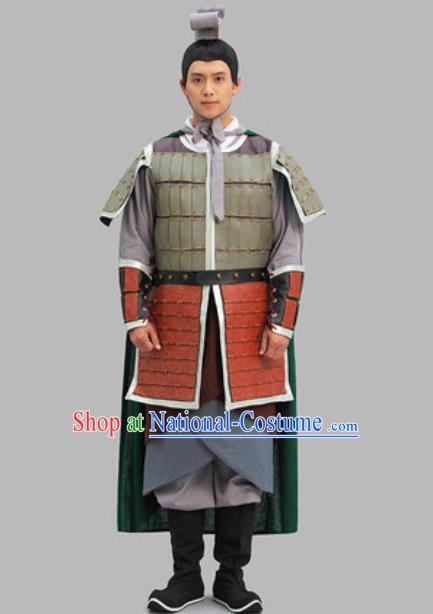 Chinese Qin Dynasty Soldier Armor Set TV Series Warrior Clothing Ancient General Garment Costume